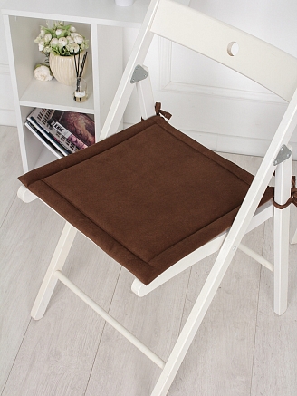 Комплект квадратных подушек на стул с завязками (2 шт.) / Коричневый