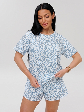 Женская пижама П-98(К) / Голубой (леопард)