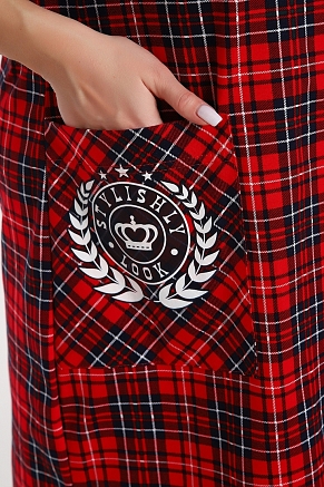 Женский халат Клетка 525 / Красный