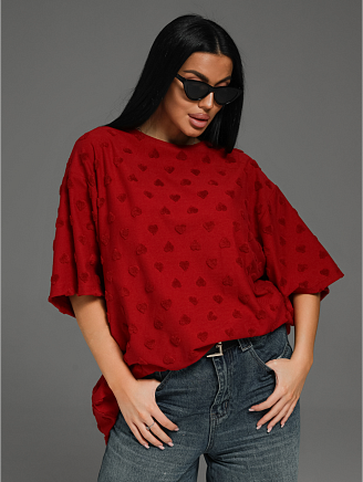 Женская футболка Ирбис / Махра, бордо