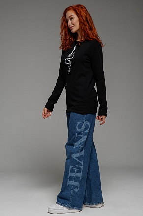 Женский лонгслив 8516 / черный+змея