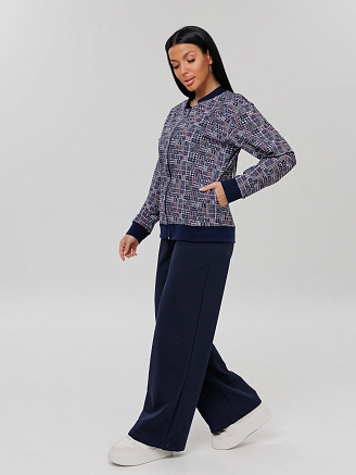 Женский костюм К-222(Фут) / Темно-синий (узор)