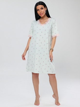 Женская сорочка Сор-26(Л) / Мятный (цветы)