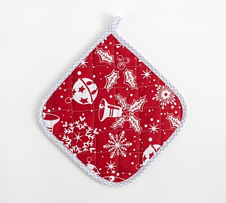 Прихватка кухонная рогожка / Снежинки 1