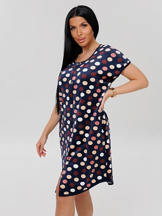 Женский халат Х-144(В) / Темно-синий (горох)