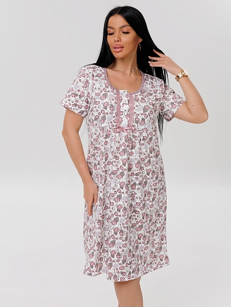 Женская сорочка Сор-44(К) / Брусничный (цветы)