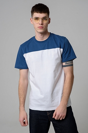 Мужская футболка 14482 / белый+джинс