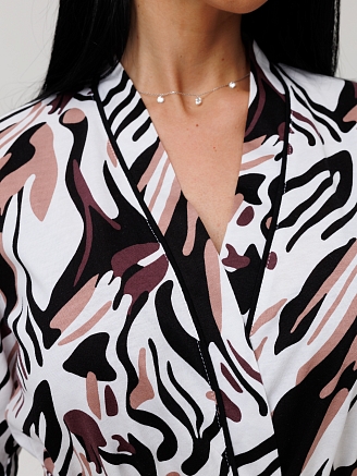 Женский халат Х-146(К) / Коричневый (узоры)