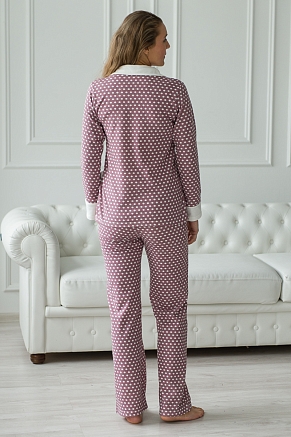 Пижама женская Салли / Горошек на кофе, экрю