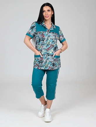 Женский костюм с бриджами КК-55 / Зеленый