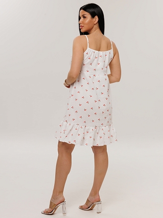 Женский сарафан С-102(Мус) / Молочный (вишня)