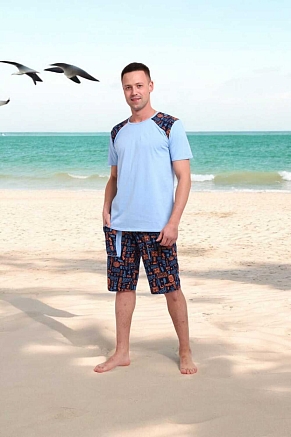 Мужской костюм 39057 / т-син,оранж