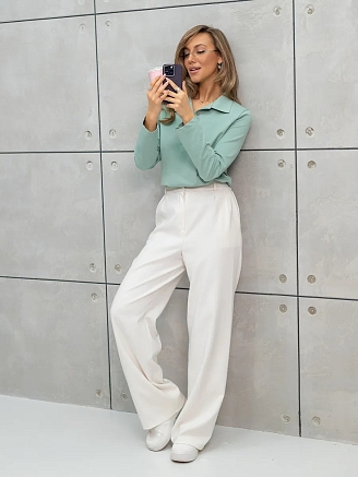 Женский джемпер-поло футер / Оливковый