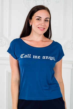 Футболка женская Лирика Call me angel / индиго