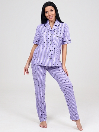 Женская пижама с брюками Леди КК-61 / Корона на сирени