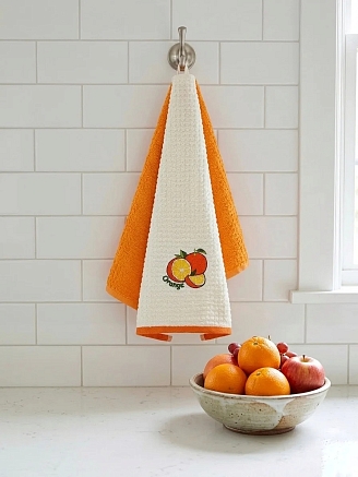 Набор кухонных махровых полотенец (коробка) 40*60 2 шт. / Апельсин