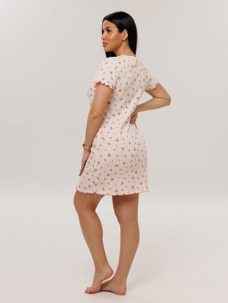 Женская сорочка Сор-106(Каш) / Кремовый (мелкие цветы)