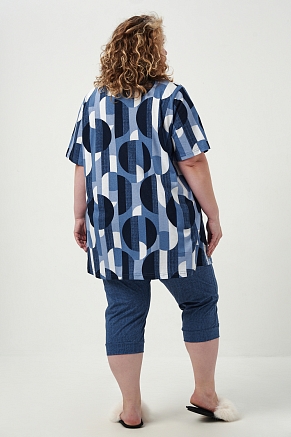 Женский костюм с бриджами 83607 / синий