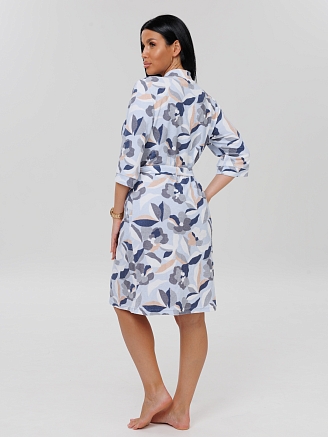 Женский халат Х-112(М) / Серо-голубой (узоры)