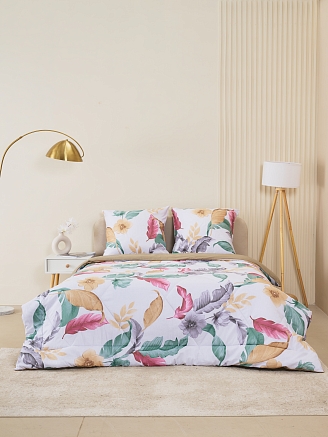 Постельное белье сатин с одеялом / Листья тропиков