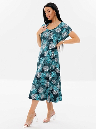 Женское платье Пл-107(К) / Бирюзовый (горох)