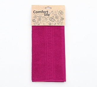 Набор махровых полотенец 3402 Орнамент / Яркая фуксия + кремовый