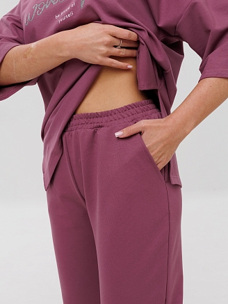 Женский костюм К-191(Фут) / Брусничный (надписи)