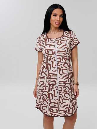 Женский халат Х-154(К) / Бежевый (коричневый узор)