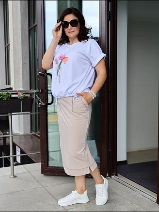 Женская юбка двухнитка / Сухая роза