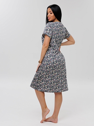 Женский халат Х-95(К) / Серо-зеленый (мелкие цветы)