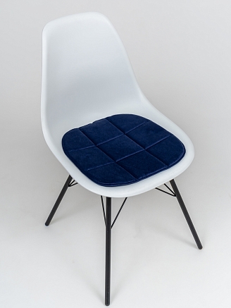 Подушка на стул с закругленными краями / Темно-синий