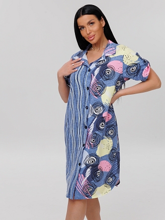 Женский халат Х-86(К) / Синий (волны)