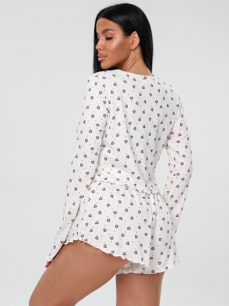 Женская пижама П-105(Каш) / Молочный (сердечки)