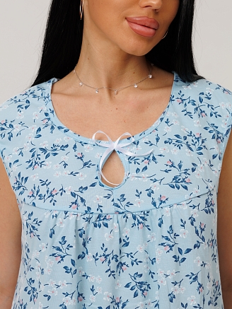 Женская сорочка Сор-85(К) / Голубой (мелкие цветы)