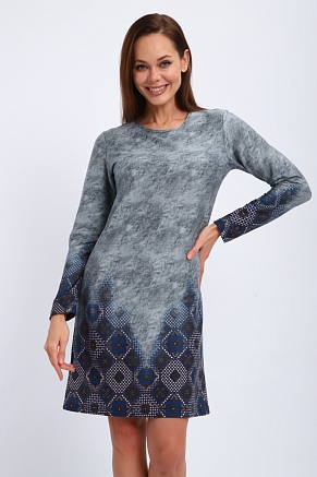 Ночная сорочка из интерлока Соня / Серо-голубой