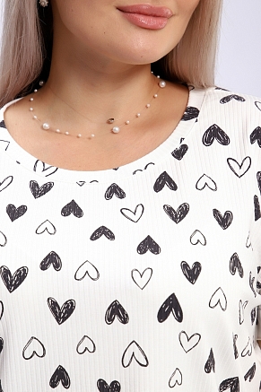 Женская пижама 940 / Черный/сердечки