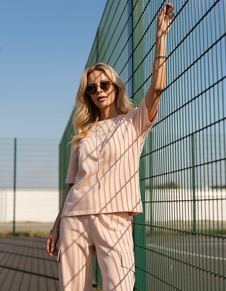 Женский костюм Нила-2 (на рост 175 см) / кремово- розовый