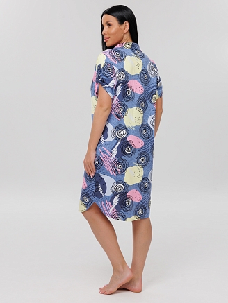 Женский халат Х-86(К) / Синий (волны)