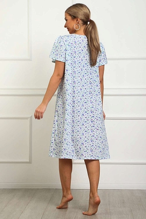 Женская сорочка 29531 / белый + сиреневые цветы