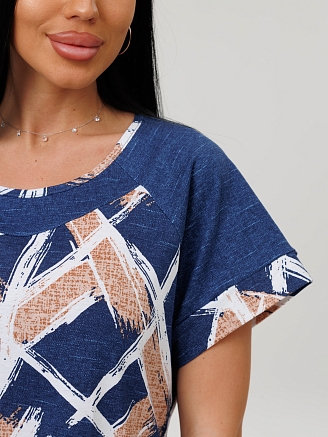 Женская туника Т-113(К) / Синий (узоры)