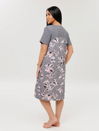 Женский халат Х-166(К) / Серый (цветы)