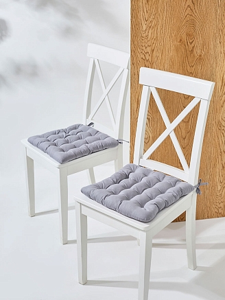 Комплект подушек на стул с завязками (бязь) 16т. / Светло-серый