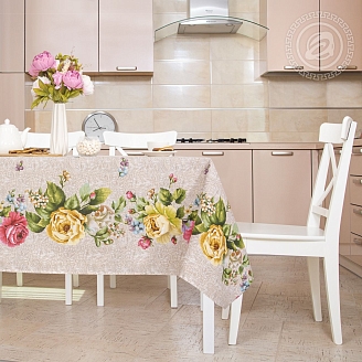 Скатерть рогожка / Пионы