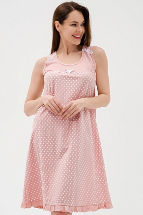 Женская сорочка Василиса / Горошек на какао