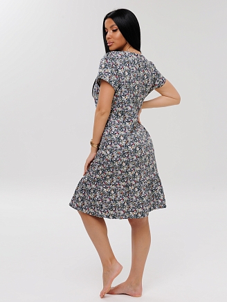 Женский халат Х-167(К) / Серо-зеленый (цветы)