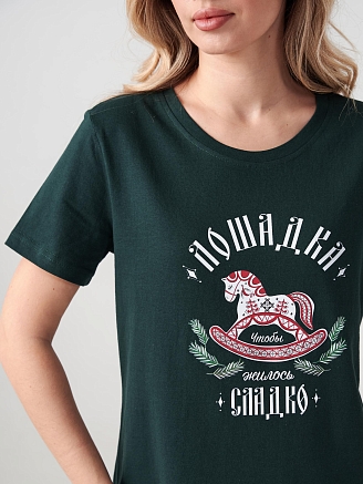 Женская пижама "Лошадка" 2416-К / Зеленый