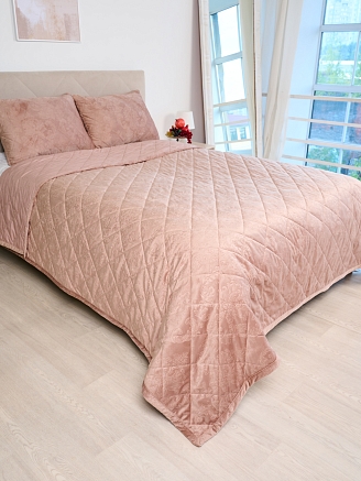Набор покрывало и чехлы на подушку Кристалл / Пудра