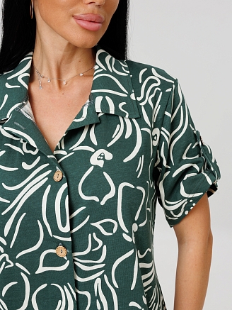 Женский халат Х-105(К) / Зеленый (узоры)