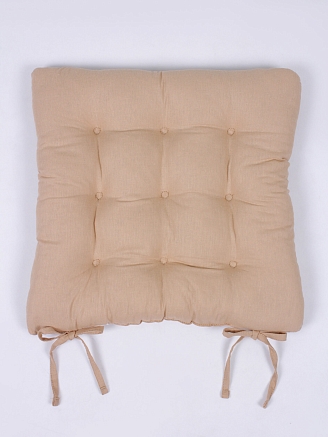 Комплект подушек на стул с завязками (бязь) 2 шт. / Бежевый