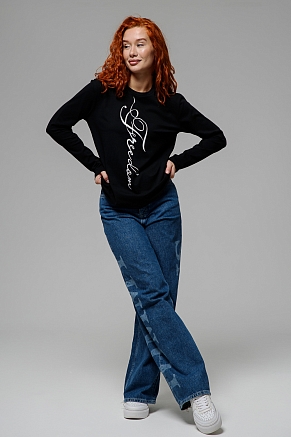 Женский лонгслив 8513 / черный+freedom